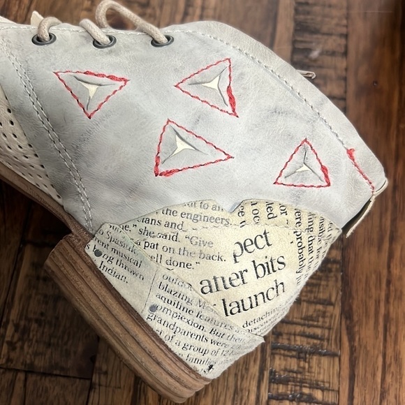 VTG Clocharme Ankle Bootie newsprint cap toe lace up 80’s size 37 - Picture 15 of 16